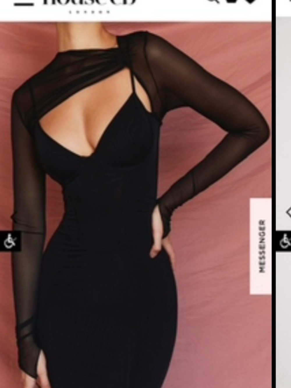 House of CB Black Sheer-Sleeve Bodycon Dress